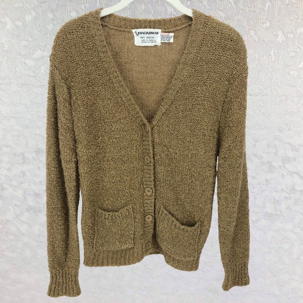 The Broadway Vintage Acrylic Gold Button-Down Long Sleeve Cardigan Size L